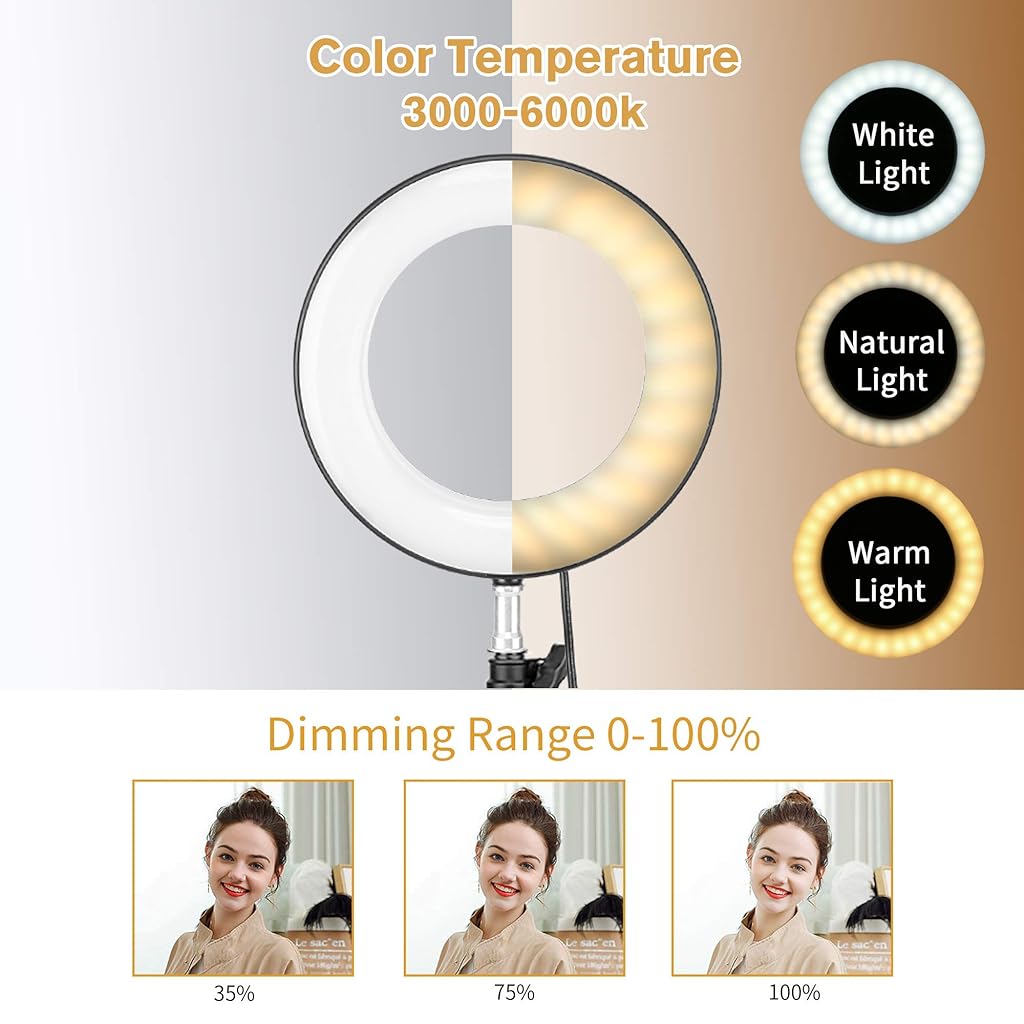 Verilux® Selfie Ring Light for Phone Video Shooting Makeup YouTube Portrait Photography with Mini Tripod and Bluetooth Remote Control - verilux