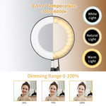 Verilux Selfie Ring Light for Makeup and Video with 6 in Dimmable Light & Mini Tripod | Bluetooth Remote