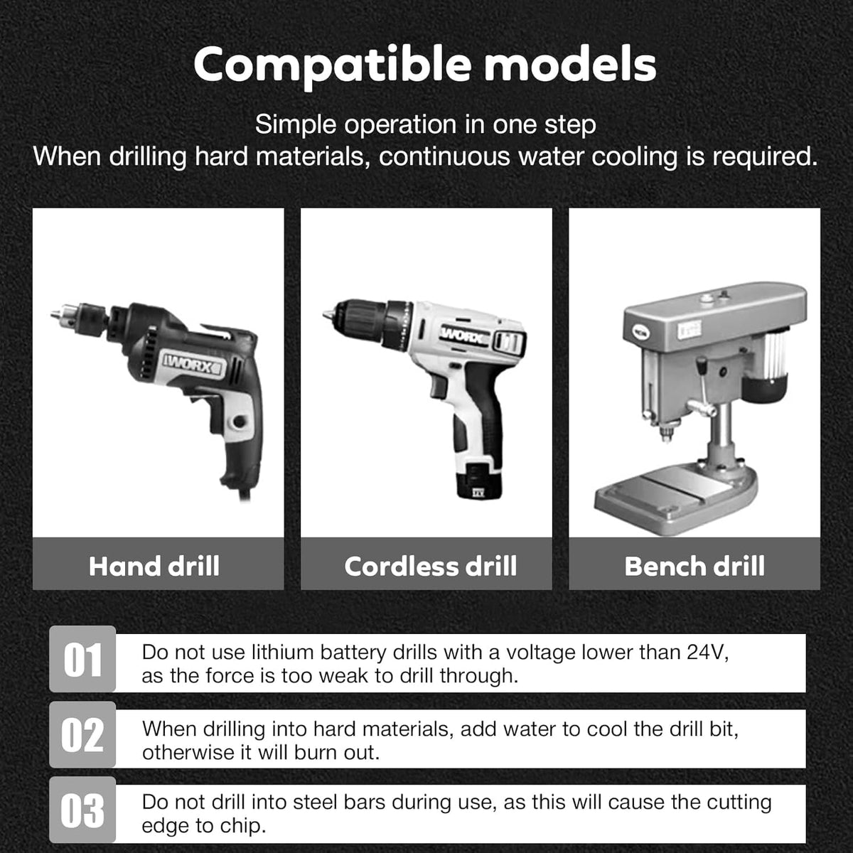 Serplex® 7Pcs Alloy Steel Carbide Drill Bits for Ceramic Tiles, Ceramic, Glass Marble Concrete 3/4/5/6/8/10/12mm High Impact 4-Edge Sawtooth Power Drill Bits Hex Shank Hole Opener Bit