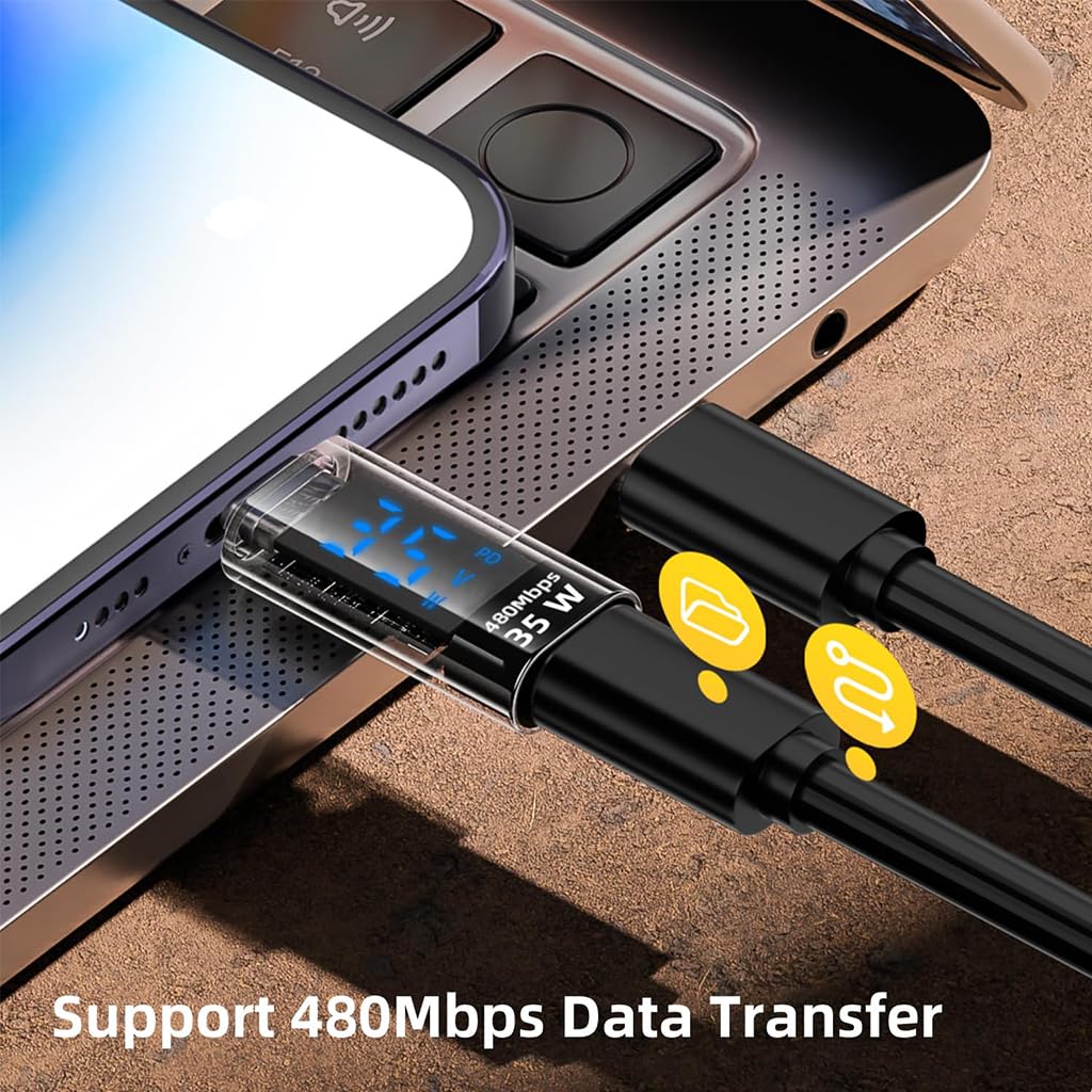 Verilux USB C to Lightning Adapter with LED Display 35W PD Fast Charging 480Mbps Data Sync