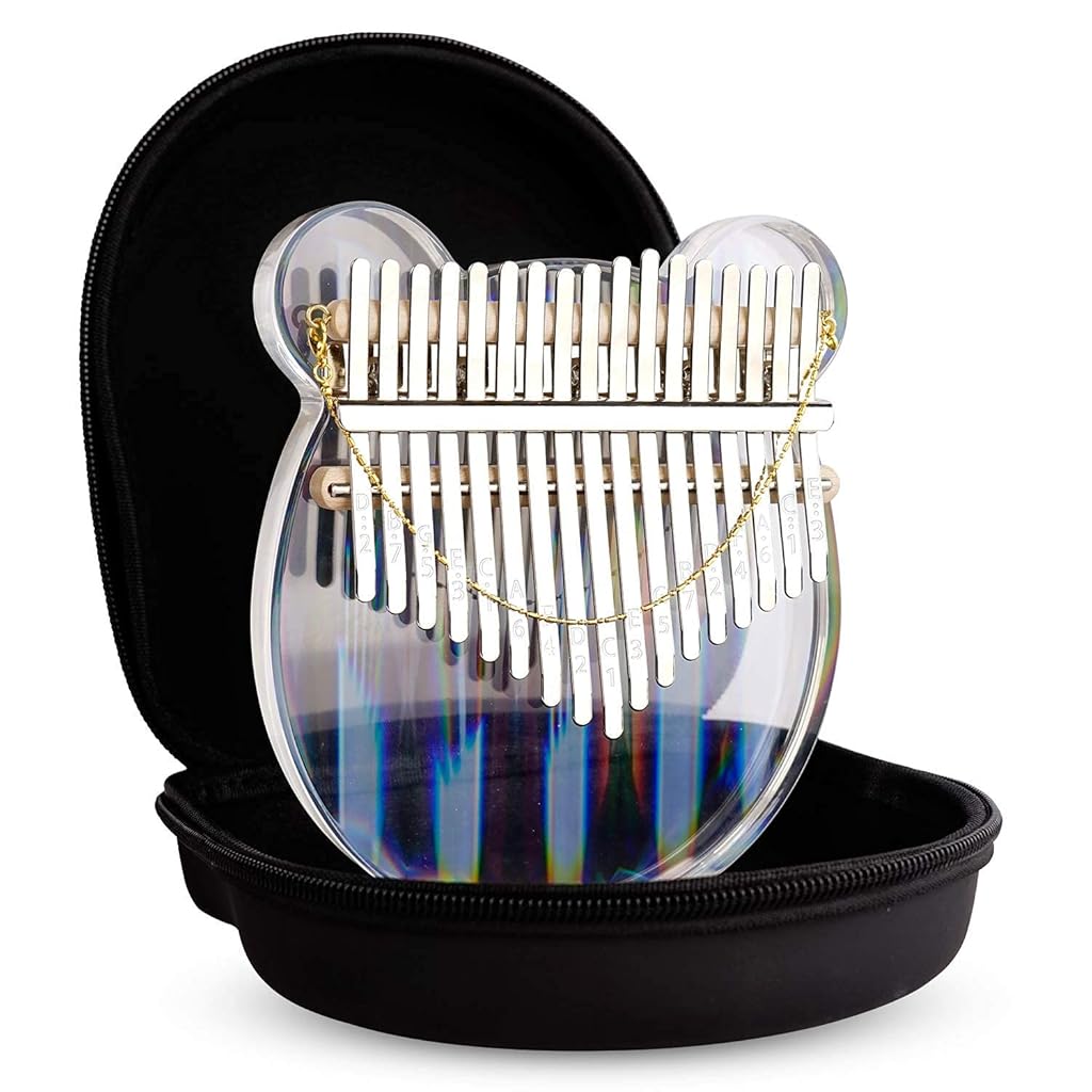 Verilux® Thumb Piano Crystal Kalimba Acrylic Mbira Finger Musical Instrument Gifts for Kids Adult Beginners with Tuning Hammer Study Instruction and Eva bag 2PCS