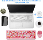 Verilux® Wireless Keyboard and Mouse Combo, Slim 2.4G USB Full Size Wireless Mouse , Keyboard Combo and Cleaning Brush Cute 110 Keys Keyboard for PC, Notebook, MacBook, Tablet - Black (Pink)