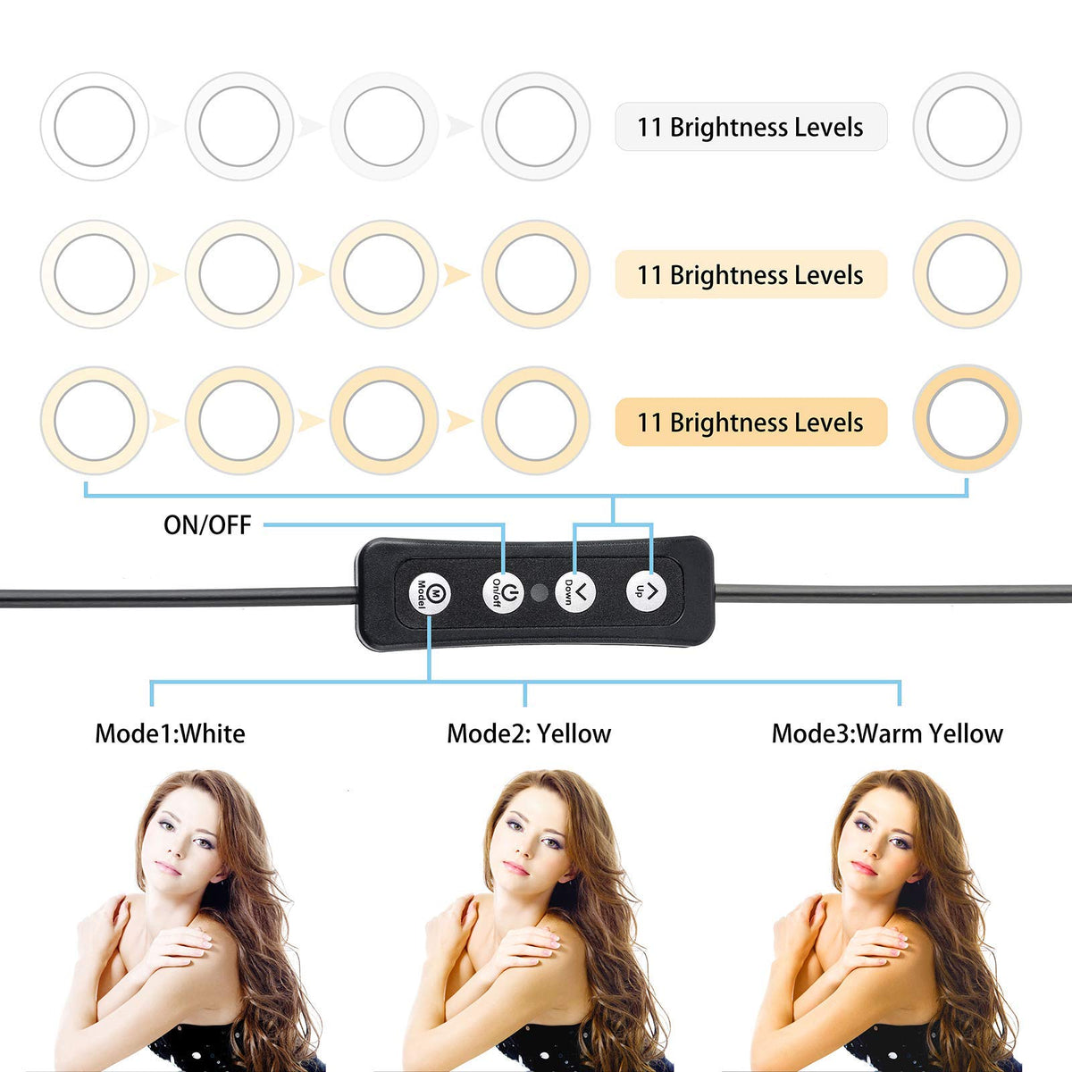 Verilux Selfie Ring Light for Makeup and Video with 6 in Dimmable Light & Mini Tripod | Bluetooth Remote