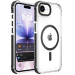 ZORBES® Compatible with 16E/17E, Clear Magnetic Phone Case Anti-Scratch TPU Clear Phone Case Cover with Textured Anti-Slip PC Frame Guards, Support Wireless Charging & Magnetic Mount