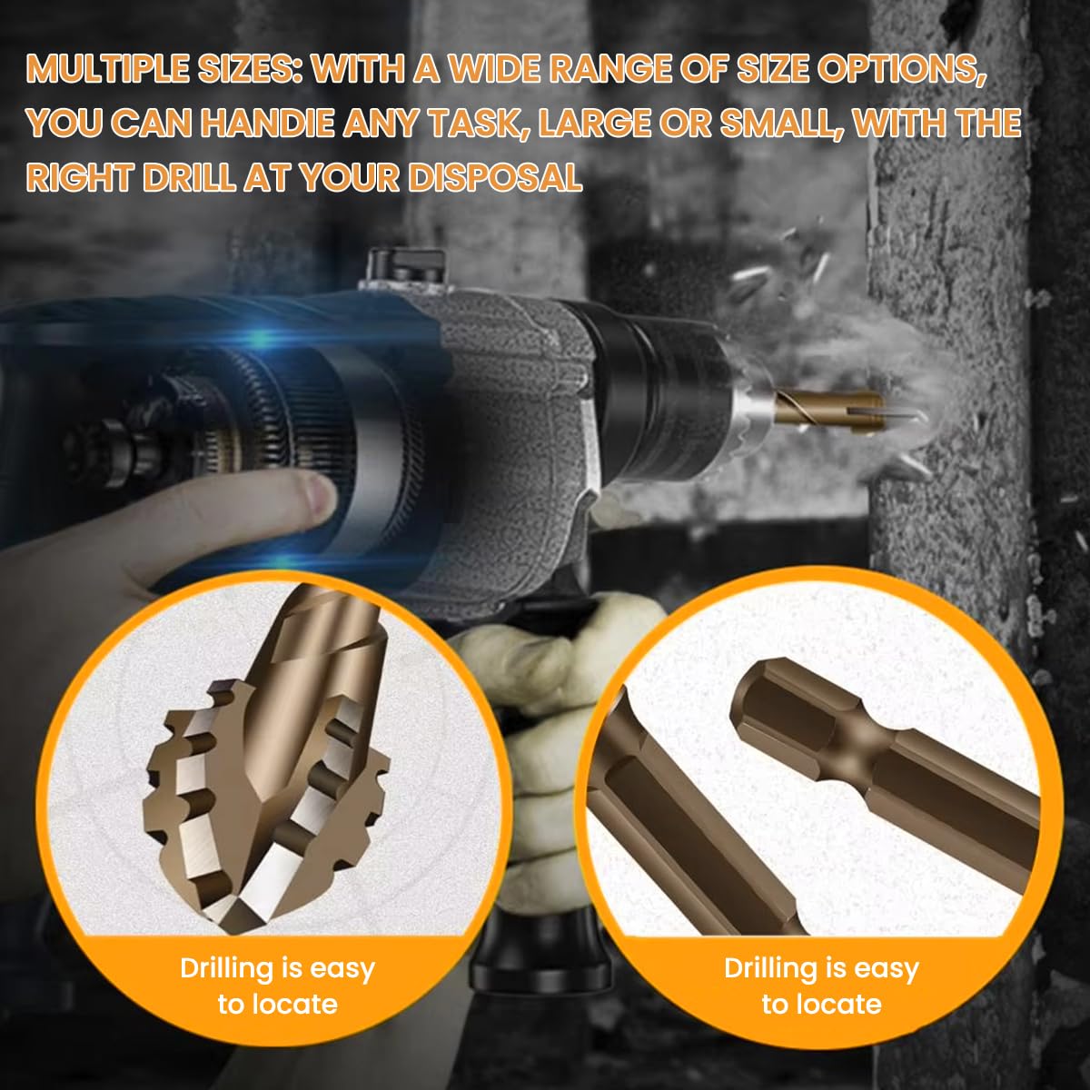 Serplex® 7Pcs Alloy Steel Carbide Drill Bits for Ceramic Tiles, Ceramic, Glass Marble Concrete 3/4/5/6/8/10/12mm High Impact 4-Edge Sawtooth Power Drill Bits Hex Shank Hole Opener Bit