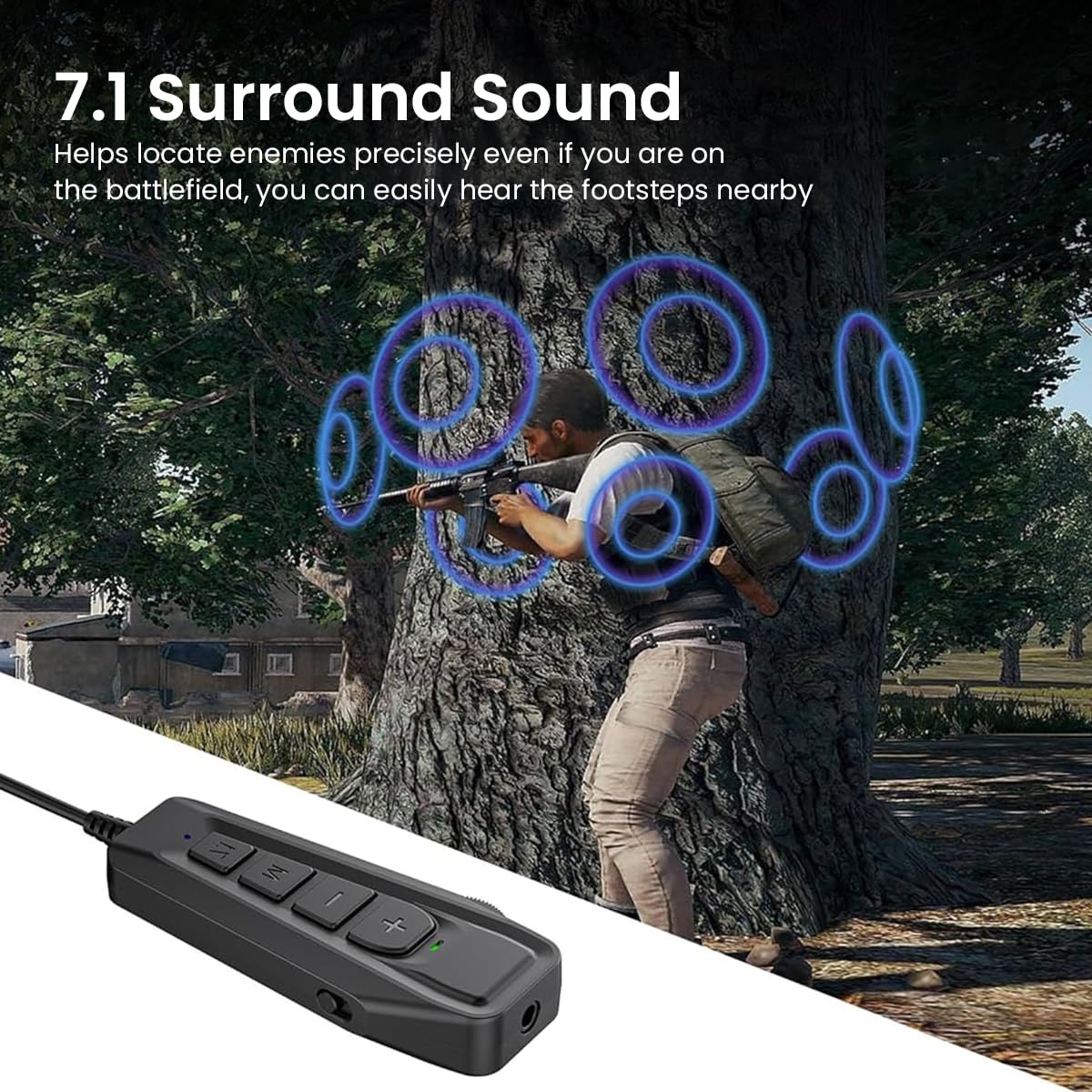 Verilux® USB External Sound Card, Simultaneous Phone Discord Chat & Gaming Sound in Wired Headphone, USB to 3.5mm Jack Audio Adapter, 7.1 Surround Sound, Works with PS5, PS4, PC