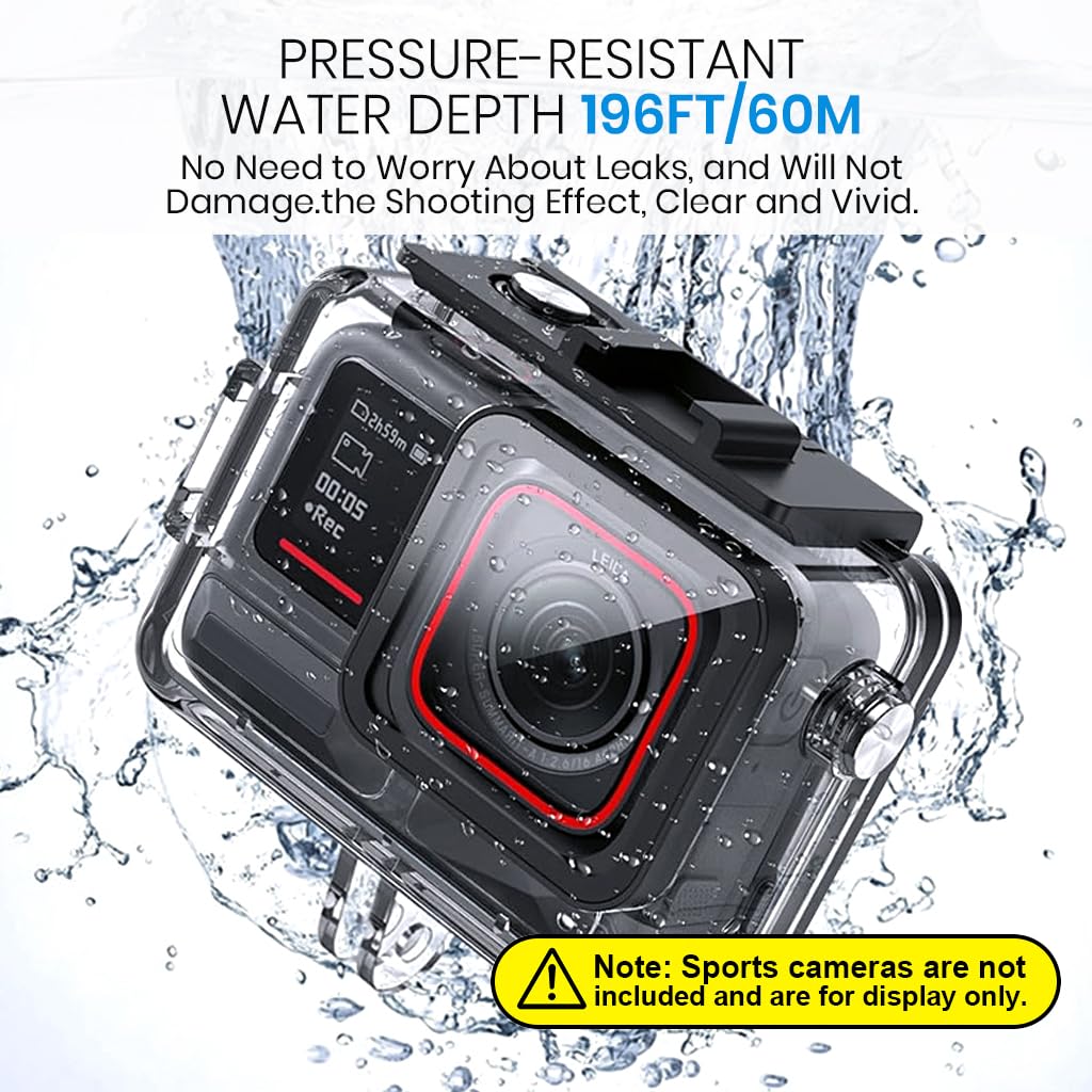 ZORBES® Waterproof Case with Anti-Fog Insert for Insta360 Ace Pro 1/2 Action Camera, Underwater Housing Shell Cage Supports 60M/196FT Deep Diving Scuba Snorkeling Swimming with Quick Release Screw