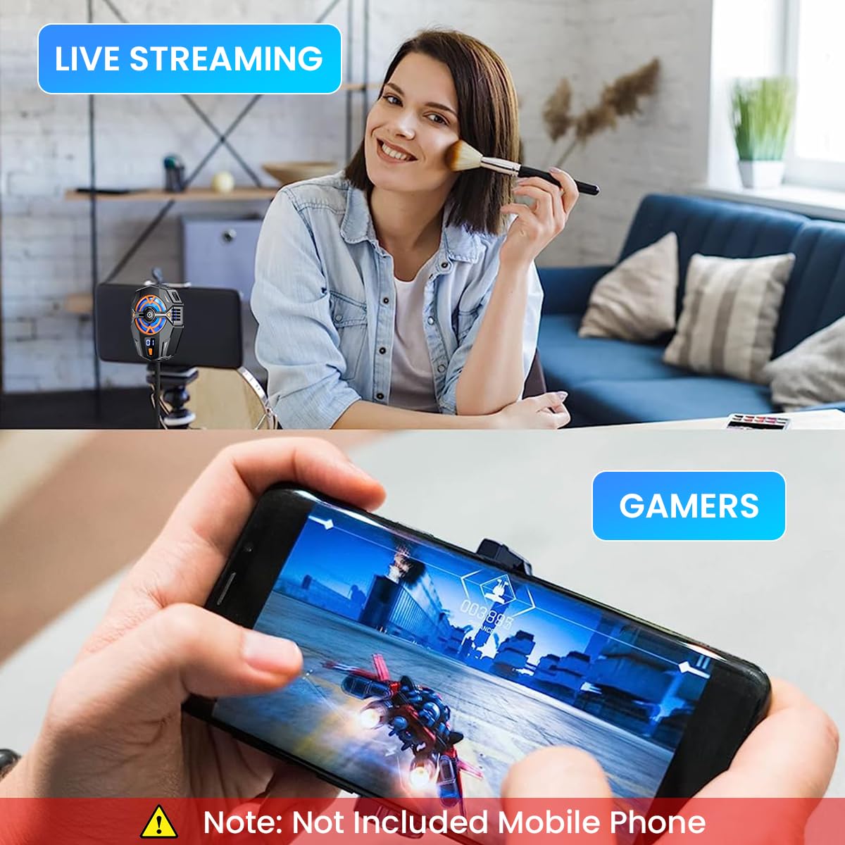 Verilux Phone Cooler for Gaming with 3 Speed Fan and Digital Display | Fits 4.5–6.7 in Phones