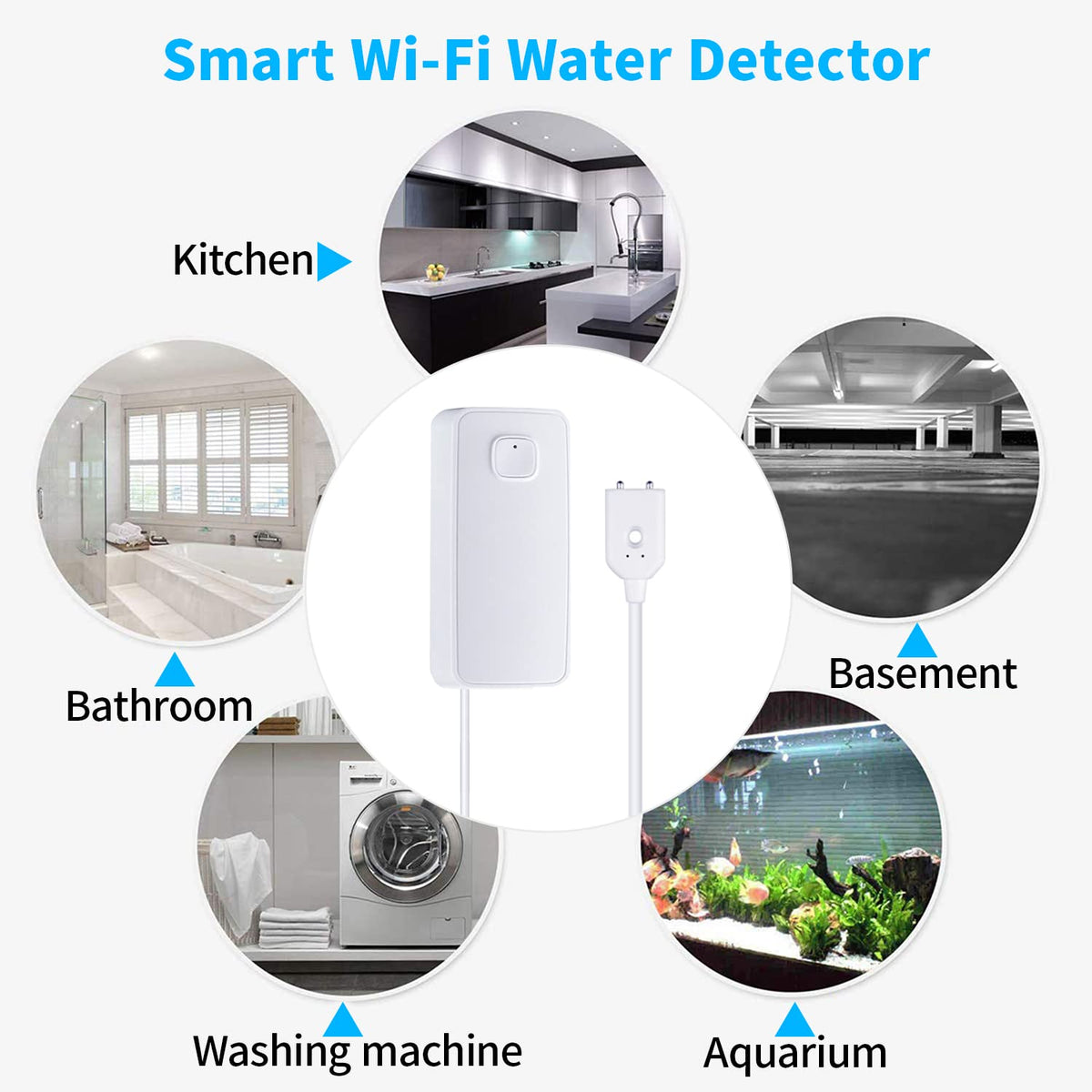 ZORBES® Water Tank Alarm, Water Alarm Sensor with 85dB Loud Sound, Smart WiFi Leak Detector, Overflow Leak Alarm, APP Remote Monitoring leaker for Water Heater Basement Sewage Pump