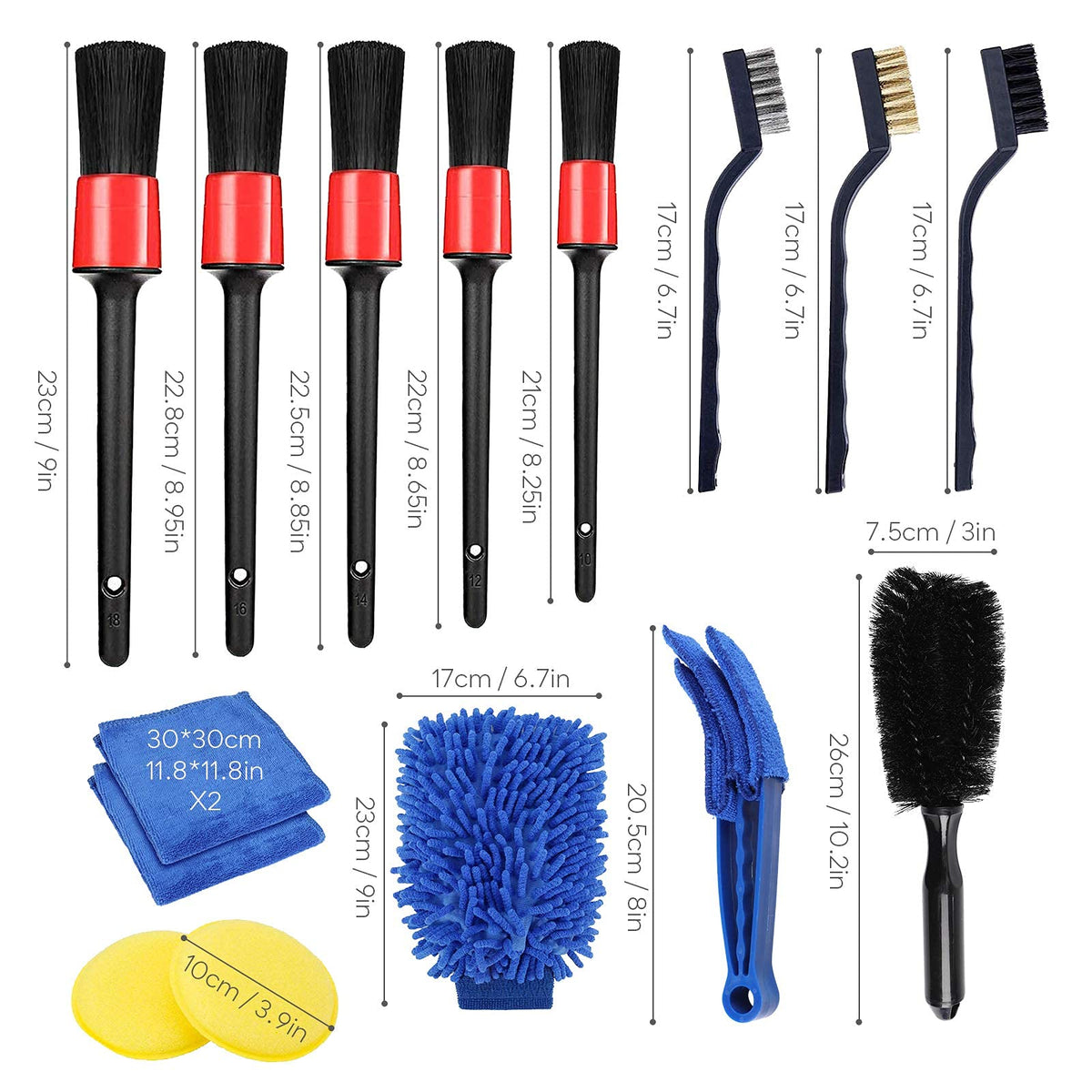 ZORBES® 6 Pcs Auto Detailing Electric Drill Brush Set for Tire, Car Crevice,Bathroom Kitchen Clean Tool Kit with Free Microfiber Towel