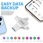 Verilux 4 in 1 Flash Drive with Lightning Type C Micro USB and USB 3.0 | 256GB Metal Design