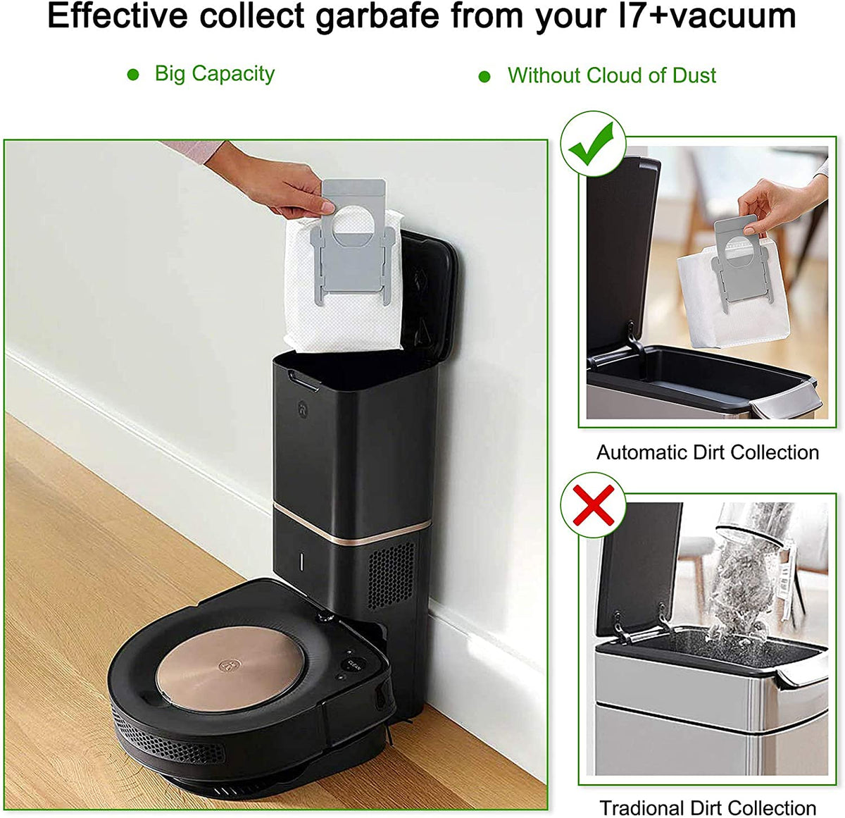 Verilux Replacement Bags for iRobot Roomba i7 i7+ s9 s9+ with 4PCS Set | Eco Non‑Woven Design