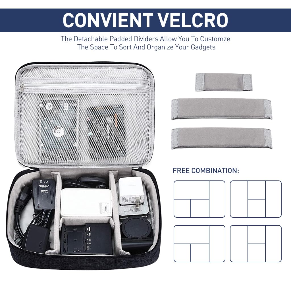 Verilux Electronics Organizer Travel Case for Cables and Devices featuring Triple Layer Pouch Design