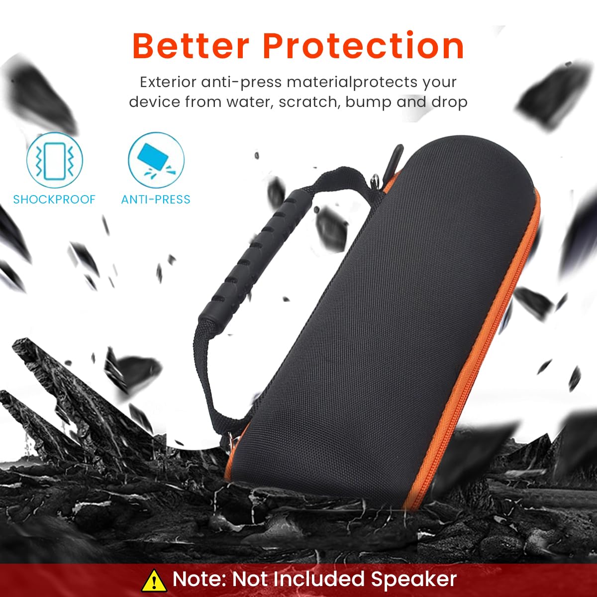 ZORBES® Carry Bag for JBL Flip 6 EVA Hard Case for JBL Flip 6 Anti-Scratch Carry Bag for JBL Flip 6 Bluetooth Speaker Portable Carabiner Hard Shell Case with Adjustable Strap & Carabiner