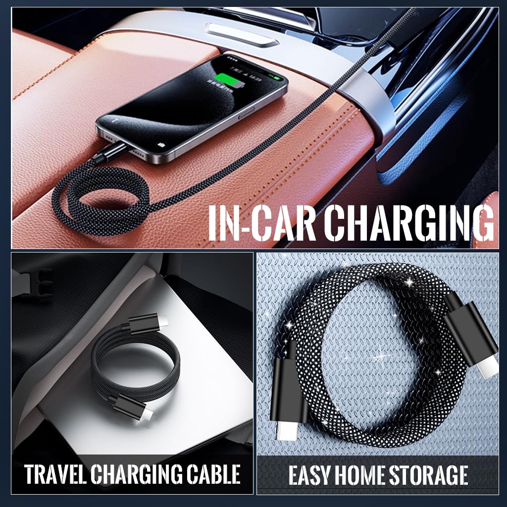 Verilux Type C to Type C Cable 3.3ft 100W Fast Charging with Magnetic Connector Nylon Braided