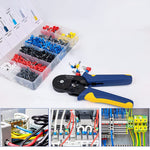 Serplex® Ferrule Crimping Tool Kit, Self-Adjusting Square Wire Crimper Plier for AWG23-7 with 1200pcs Assortment Ferrule Wire Copper Crimp Connector, Wire Connector Kit Wiring Cable Connector