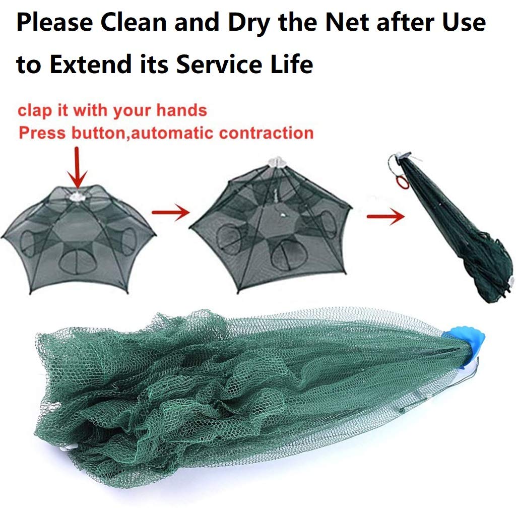 ZORBES® Fishing Net,Fish Net,Bait Fish Trap Cast NetFolded Angling Outdoor Appliance(8 Sides 8 Holes)