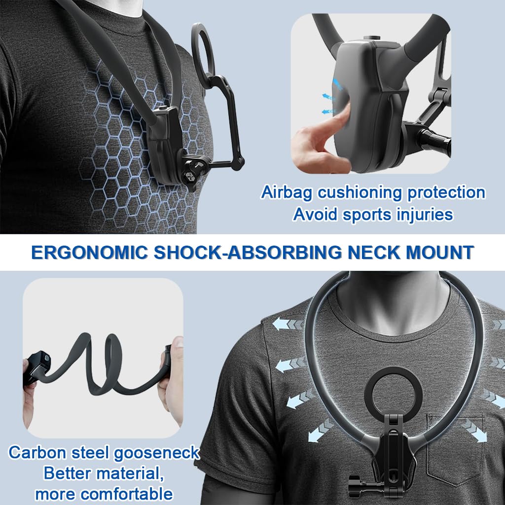 ZORBES® 2-in-1 Magnetic Neck Phone Mount & Chest Harness Adjustable POV Camera Holder for Hands-Free Vlogging Strong Magnetic Phone Grip for Filming, Cooking, Sports, Live Content