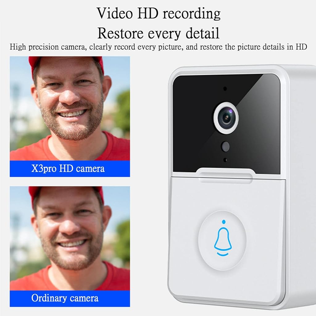 ZORBES® Ring Video Doorbell, Smart Wireless Remote Video Doorbell Intelligent Visual Doorbell Home Intercom HD Night Vision Door Doorbell Easy Installation Two-Way Audio Intercom (White) - verilux