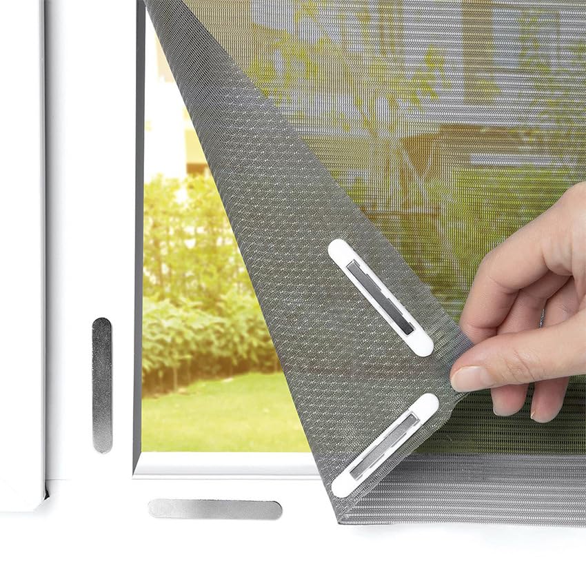 Serplex® Magnet Window Screen Adjustable DIY Window Net with Fastener Fiberglass Fine Mesh Insect Protection for Home Windows