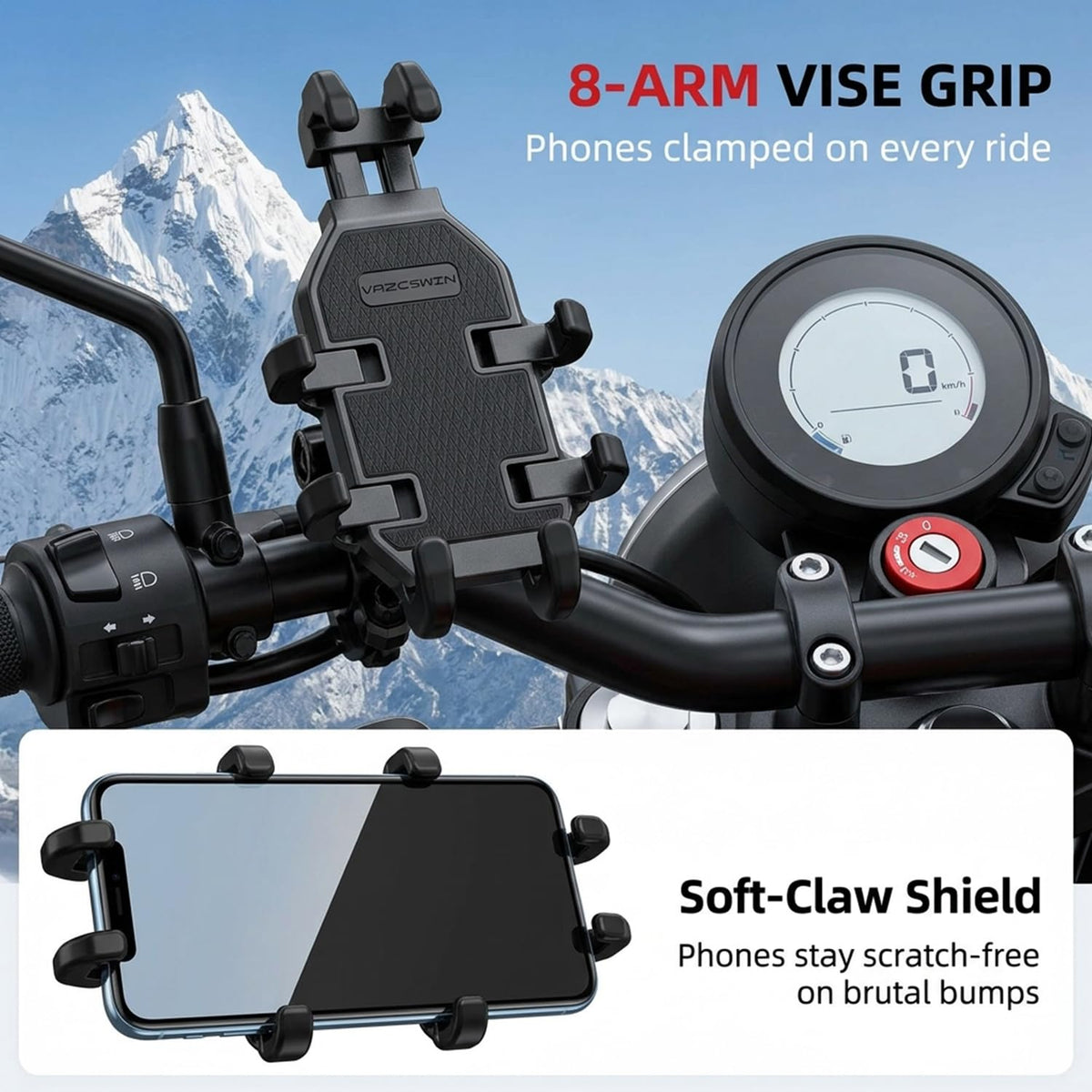 ZORBES® Motorcycle Phone Mount with Dual Vibration Dampener
