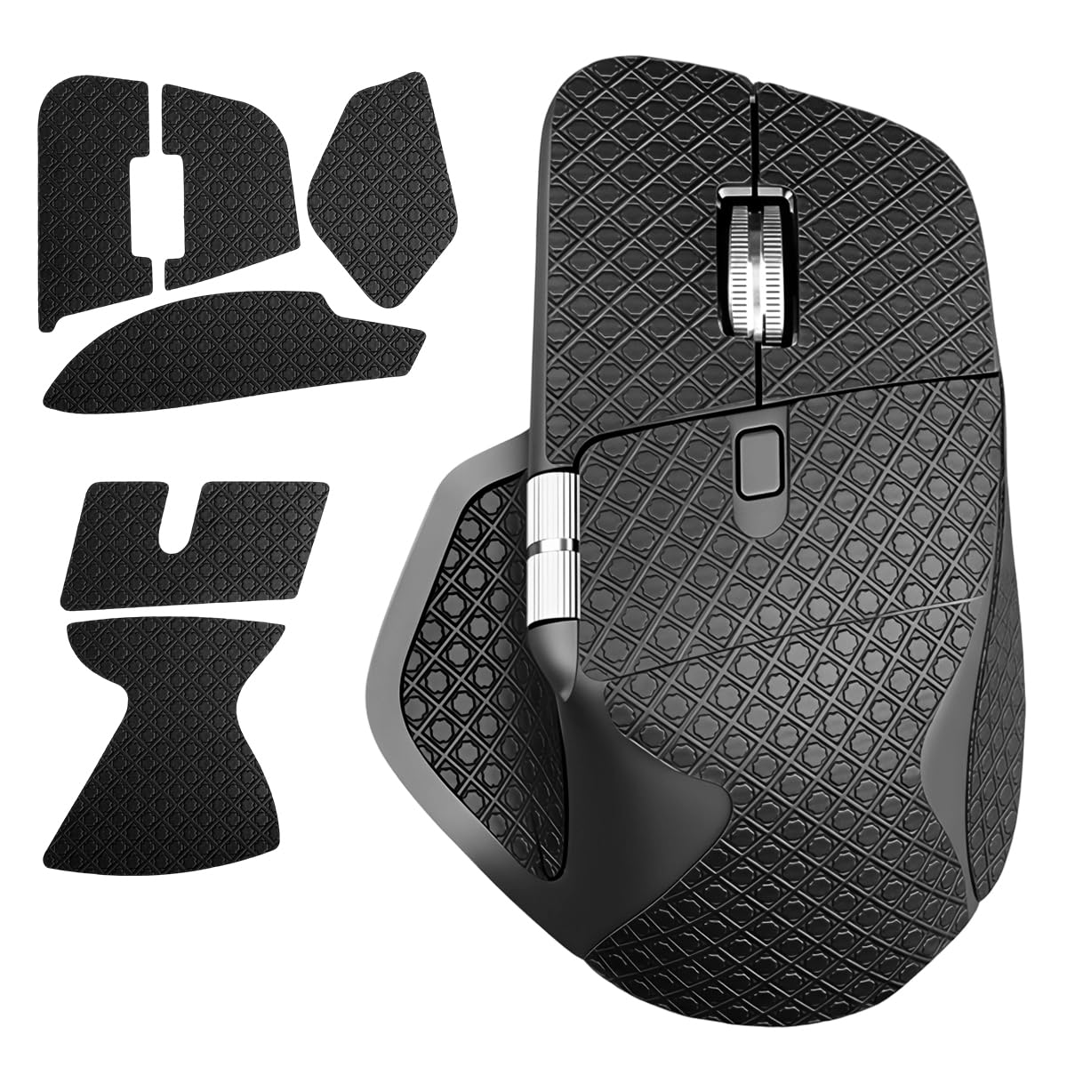 ZORBES® Compatible with Logitech MX Master 4, Gaming Mouse Anti-Slip Grip Tape Pre-Cut Adhesive Skin Protector, Sweat-Resistant PU Textured Mouse Grip Skin Cover, Peel and Stick, Traceless Adhesive