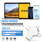 Verilux Flash Drive 64GB for Phone Pad PC with 4 in 1 USB A Type C Micro Interface | 3 PCS