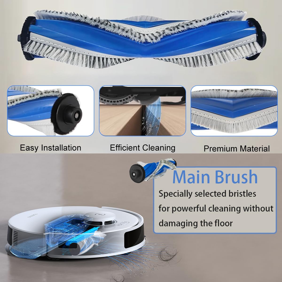 Verilux® Vacuum Cleaner Accessories for Ecovacs N20 Pro/N20 Robot Replacement Vacuum Cleaner Accessories with1 Main Brush, 4 Side Brushes, 2 Mop Cloth, 2 Filters, 1 Cleaning Detailing Brush (10Pcs)