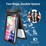 ZORBES® Waterproof Phone Sling Bag for 7'' Phone and Below IPX8 Dual-Pocket Waterproof Phone Pouch with Lanyard Universal Transparent Diving Phone Bag for Phone, Earphone, Keys, Cash