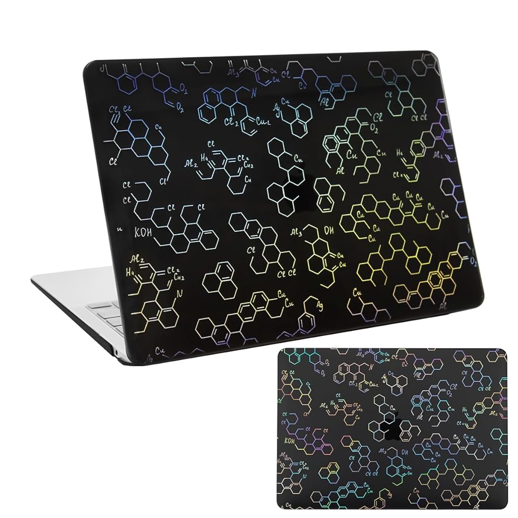 ZORBES® Laptop Case for MacBook Air 13 Inch M1 2018-2021 Release A2337 / A2179 / A1932, Creative Color Molecular Structure Case Heat Dispassion Design Anti-slip Waterproof Laptop Protector Hard Case