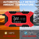 ZORBES® Red 6A 12V Fully Automatic Car Battery Charger & Maintainer,EU Plug Intelligent Trickle Charger with LCD Screen for Car,Motorcycle,Lawn Mower and More