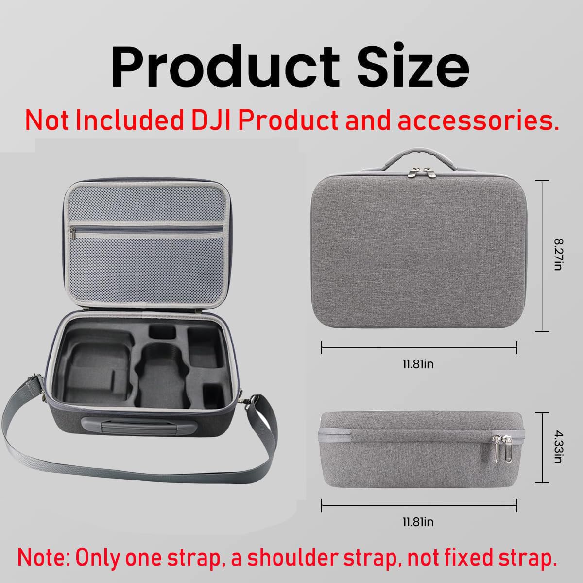 ZORBES® Carrying Case for DJI Mini 3 Pro, Portable Compact Storage Bag Hard Case Set with Strap Storage Travel Case Compatible with DJI Mini 3 Pro Drone Controller (Only Case, Not Include DJI Product)