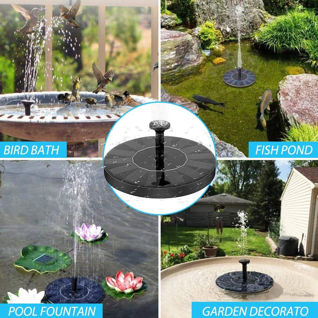 Verilux Solar Power Floating Water Pump Fountain (Black)