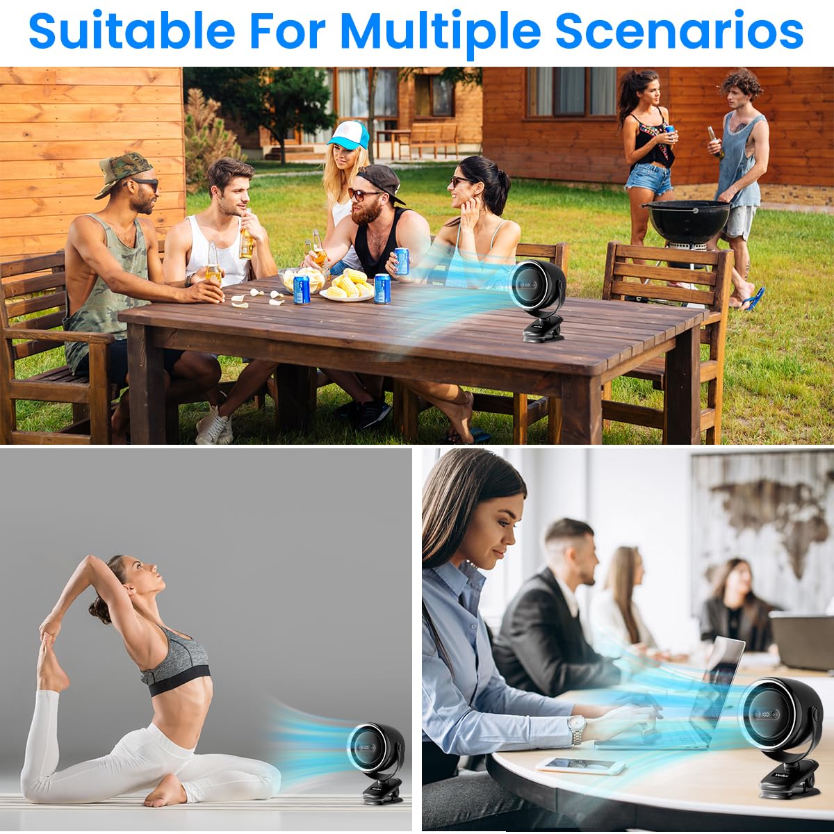 Verilux Rechargeable Table Fan for Home and Camping with 8000 mAh Battery & Remote Control