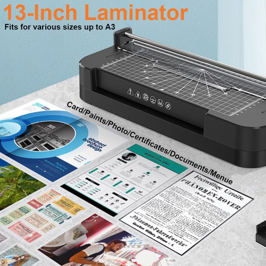 ZORBES® Lamination Machine All in One, A3/A4/A5/A6 Jam Prevention Laminating Machine with Trimmer, Hot & Cold Laminator, 90s Fast Warm Up Lamination Machine A3 A4 Size for Home Office School