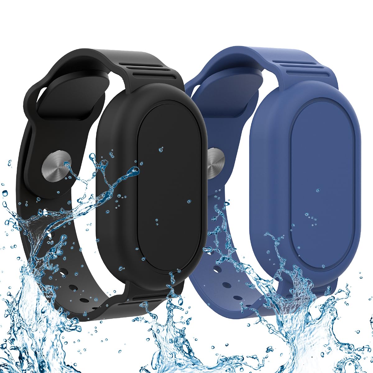 ZORBES® Silicone SmartTag 2 Bracelet for Samsung Galaxy SmartTag 2 Waterproof Silicone Wristband Cover Protective Case for SmartTag 2 for Backpack, Kids, Elders, Luggage, Pets 2Pcs (Black+Blue)