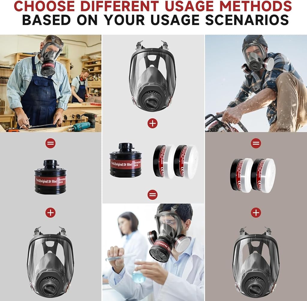 Serplex Gas Mask with Replacement Filters for Professional Protection