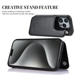 ZORBES® Leather Phone Case for iPhone 15 Pro Max Stylish PU Phone Case with 4 Card Slots 2 in 1 Leather Phone Case for iPhone 15 Pro Max Snap Button Flip-Open Leather Wallet Phone Case Black