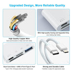 Verilux® Multi Card Reader for iPhone SD Card Reader 4 in 2 SD Card Reader USB C/Light-ning to SD/TF Card Flash Drive Reader Support Fast Charging for iOS Devices Portable Multi Card Reader