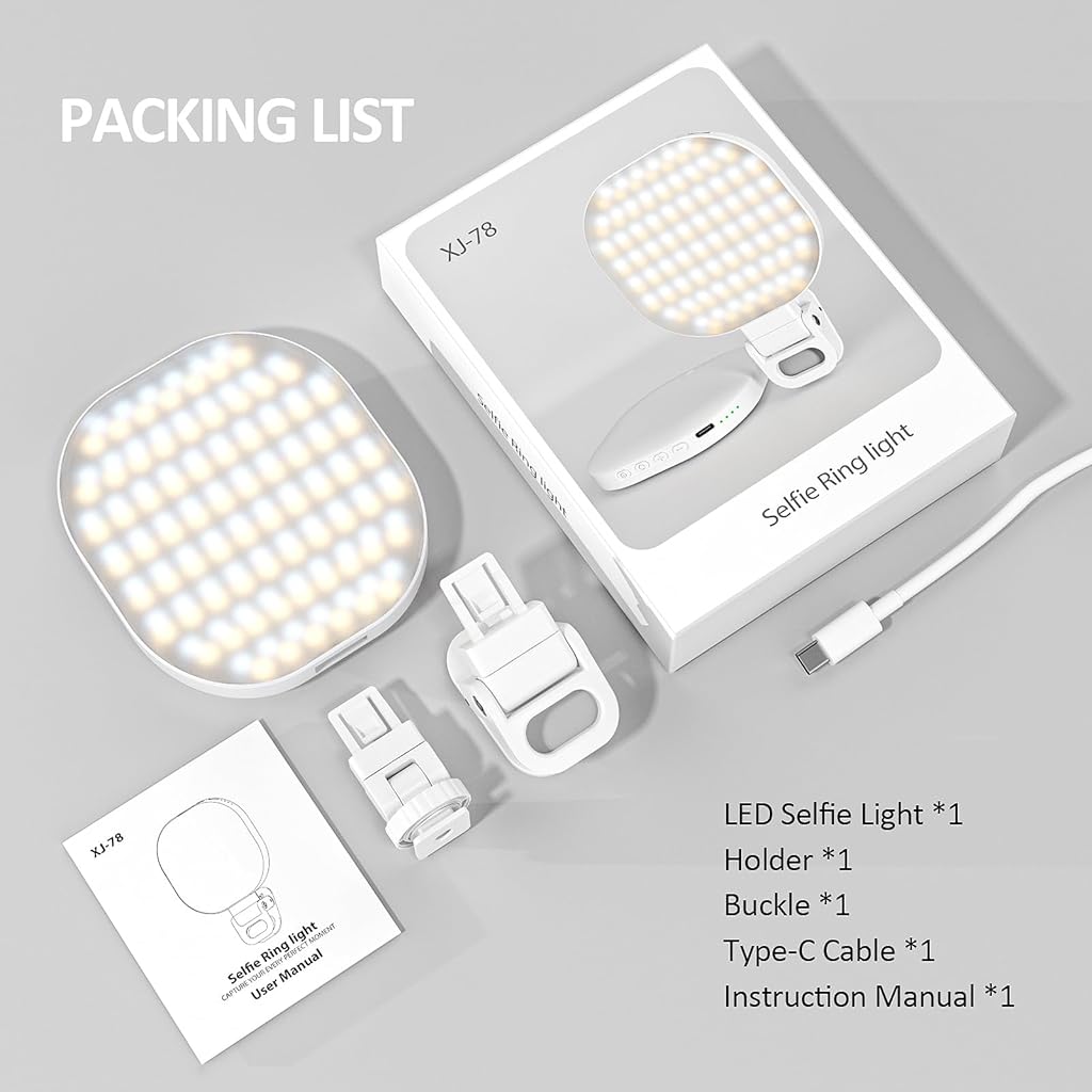 ZORBES® 142 LED Light for Video Shooting, 2000Mah Rechargeable Selfie Light for Mobile Clip Video Light, Adjusted 3 Light Modes, 10 Brightness Levels for Phone Camera, Laptop, Makeup, Conference, Vlog