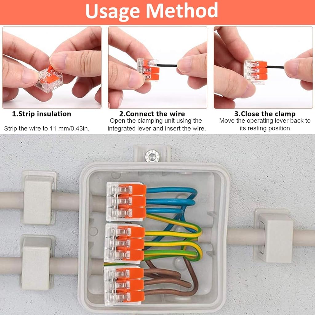 Serplex® 60PCS Cable Connectors Set with 2-Slot/3-Slot/5-Slot Configurations, Lever Nut Assortment Splicing Connector Kit Electrical Connectors DIY Compact Splicing Wire Connectors for AWG 24-12
