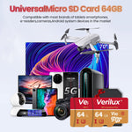 Verilux microSDXC Memory Card 64GB for 4K UHD Video with 80MB/s Read Speed | Waterproof