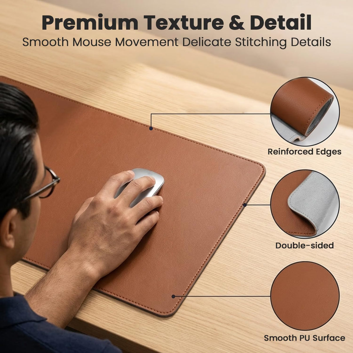 ZORBES Large PU Leather Desk Mat 90×45cm