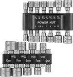 Serplex® 23Pcs Power Nuts Driver Drill Bit Tools Set Metric Socket Wrench Screw Impact Bit Set 1/4'' Nut Driver Hex Metric & SAE Socket Wrench for Power Tools, Electric Drills Screwdrivers Socket