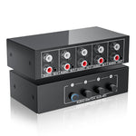 ZORBES® 4-Port Audio Switch Box, 4-in-1 Out RCA & 3.5mm Stereo Audio Selector, Aluminum Passive Audio Switcher for Speakers, Audio Devices & Headphones, 15x10x4.8cm