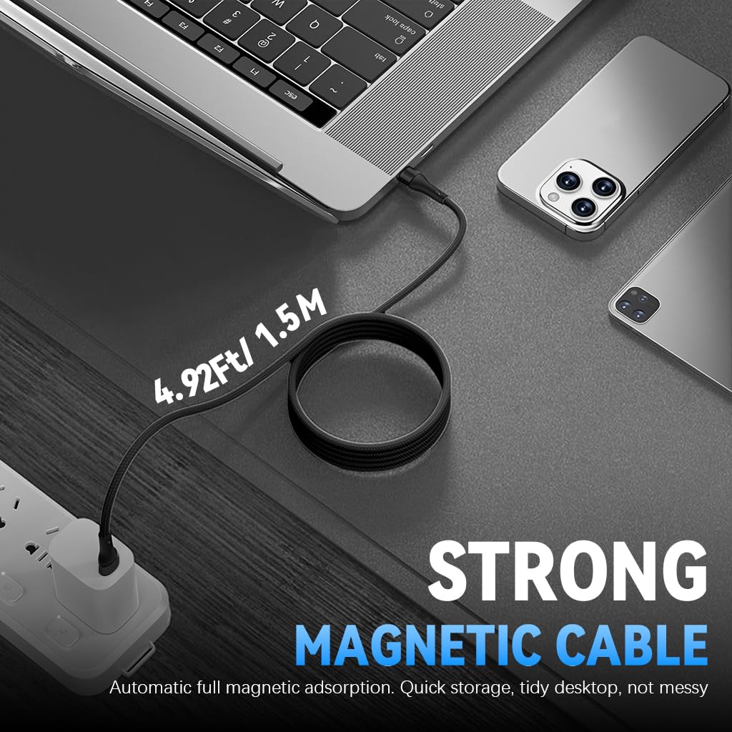 Verilux Type C to Type C Cable 60W 1.5m for Fast Charging with Magnetic Winding | Nylon Braided