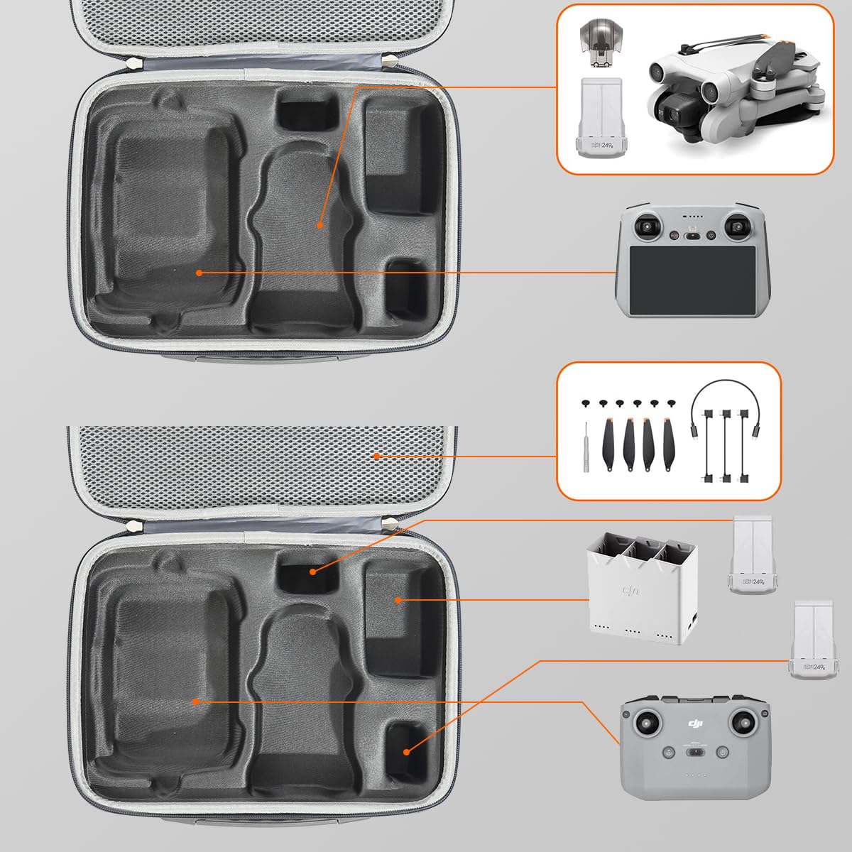 ZORBES® Carrying Case for DJI Mini 3 Pro, Portable Compact Storage Bag Hard Case Set with Strap Storage Travel Case Compatible with DJI Mini 3 Pro Drone Controller (Only Case, Not Include DJI Product)