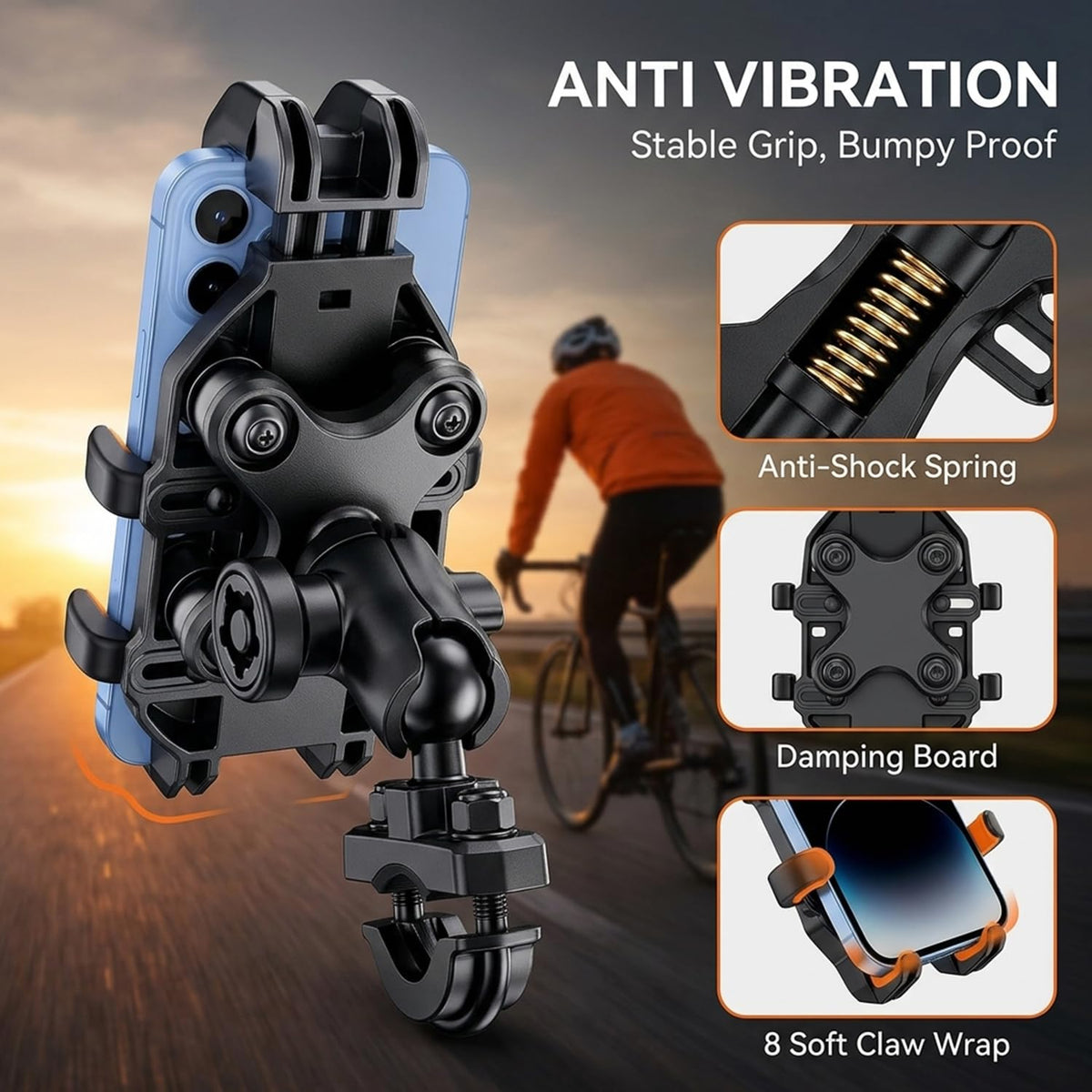 ZORBES® Motorcycle Phone Mount with Dual Vibration Dampener