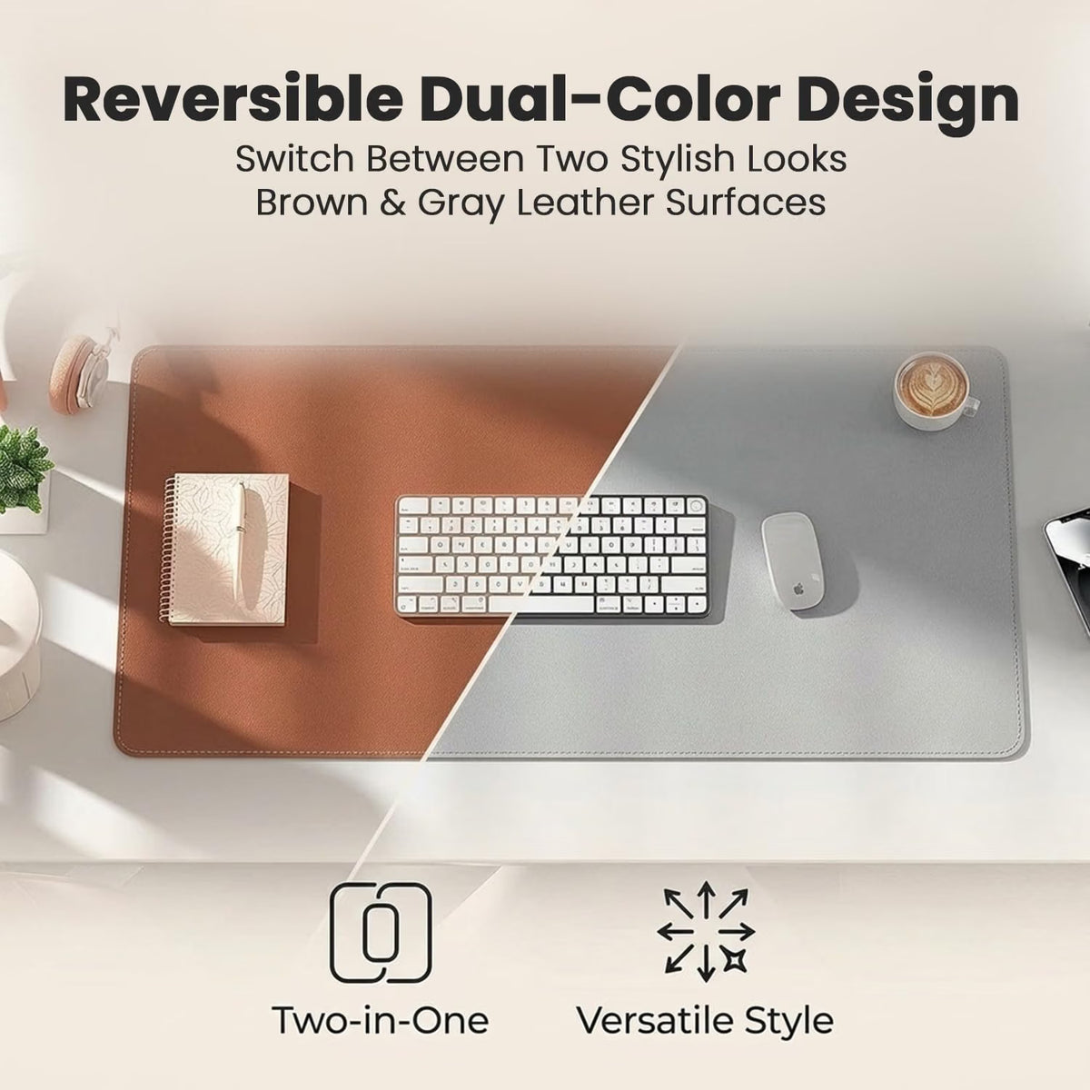 ZORBES Large PU Leather Desk Mat 90×45cm