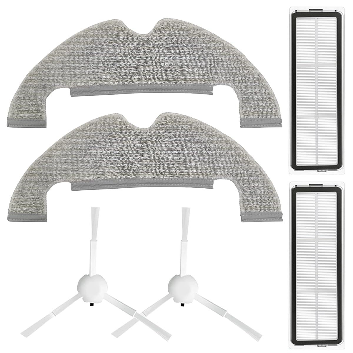 Verilux® Replacement Accessories for Mi Robot Vacuum X10, Includes 2Pcs Mop Pads, 2Pcs Side Brushes, 2 Filters, Ideal Essential Accessories Alternatives for Robot Vacuum X10